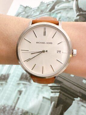 Michael Kors MK8673 Blake Silver-Tone and Leather Watch